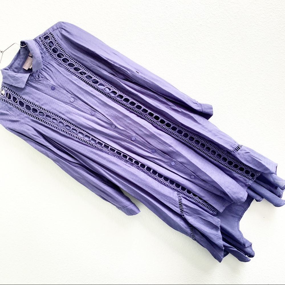 VANESSA VIRGINIA liet shirt slip anthro button dress XS duo set feminine